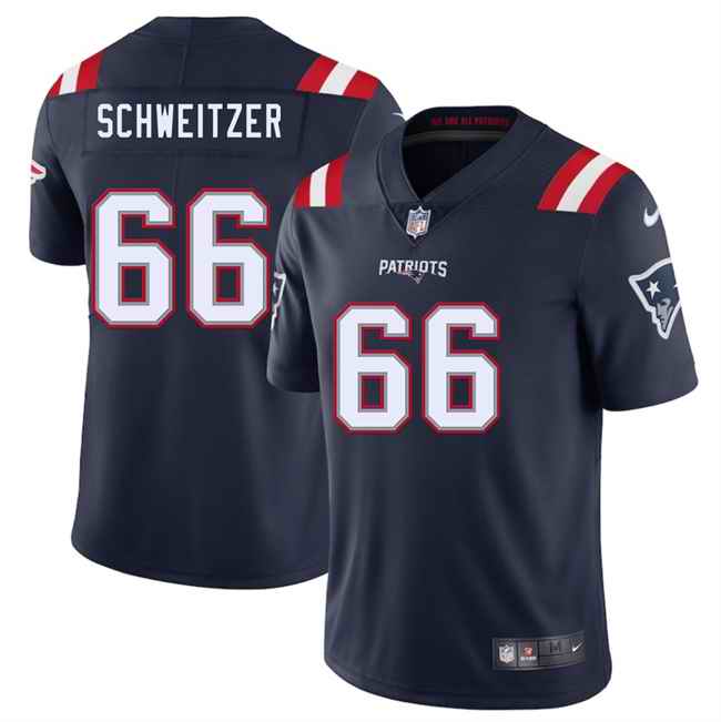 Men's New England Patriots #66 Wes Schweitzer Navy 2025 Vapor Limited Stitched Football Jersey